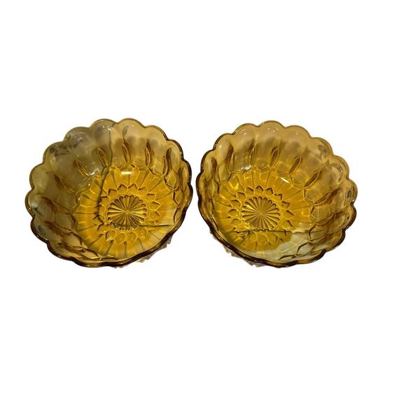Vintage Anchor Hocking FAIRFIELD Honey Gold/AMBER 9x4 Glass Serving Bowls Lot 2 - Picture 2 of 6